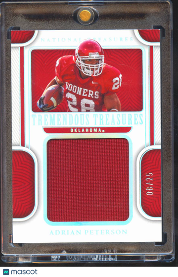 2023 Panini National Treasures Collegiate Tremendous Treasures Adrian Peterson #TRT-ADP /25 Jersey Patch Memorabilia