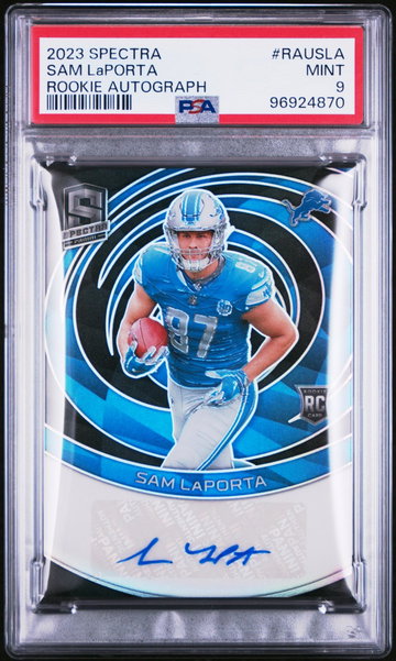 2023 Panini Spectra Rookie Autographs Sam Laporta #RAUSLA /75 PSA 9