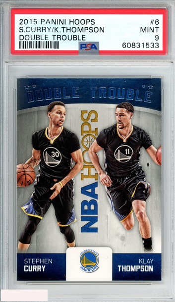 2015 PANINI HOOPS DOUBLE TROUBLE STEPHEN CURRY KLAY THOMPSON #6 PSA 9 MINT