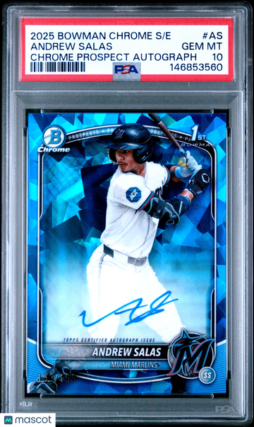 2025 Bowman Chrome Sapphire Edition Chrome Prospects Autographs Andrew Salas #AS PSA 10