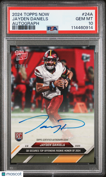 2024 Topps Now Jayden Daniels #24A Autograph /10 PSA 10