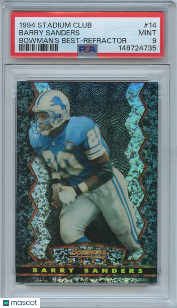 1994 Topps Stadium Club Barry Sanders #14 Refractor Parallel/Variety Insert PSA 9