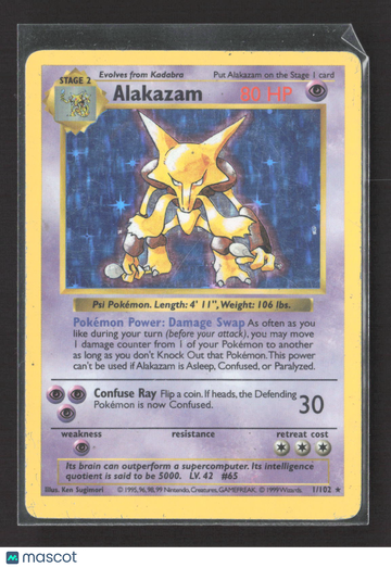 1999 Base Set Alakazam Holo Rare #1/102