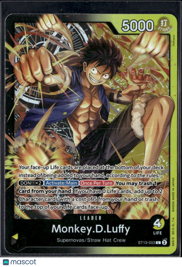 Monkey.D.Luffy 2024 Bandai One Piece Card Game The Three Brothers' Bond Straw Hat Crew Leader Supernovas #ST13-003