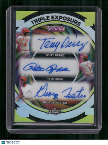 2026 Leaf Vivid Triple Exposure Pete Rose George Foster Tony Pérez #TE-16 /1 Auto
