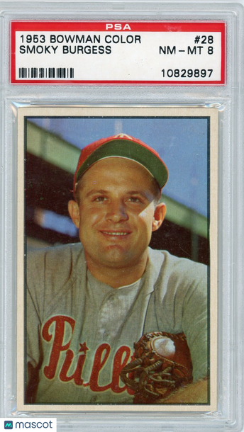 1953 Bowman Color Smoky Burgess #28 PSA 8