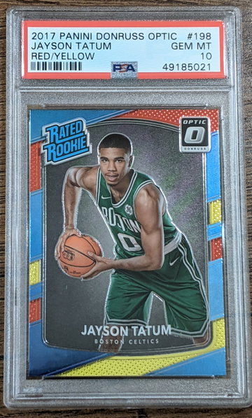 Jayson Tatum 2017 Optic Red Yellow #198 PSA 10