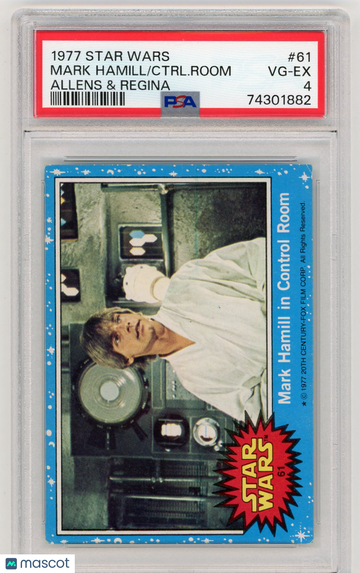 1977 Star Wars Allens & Regina Mark Hamill in the Control Room #61 PSA 4