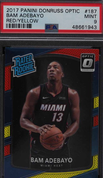 2017 DONRUSS OPTIC RED YELLOW BAM ADEBAYO ROOKIE RC #187 PSA 9