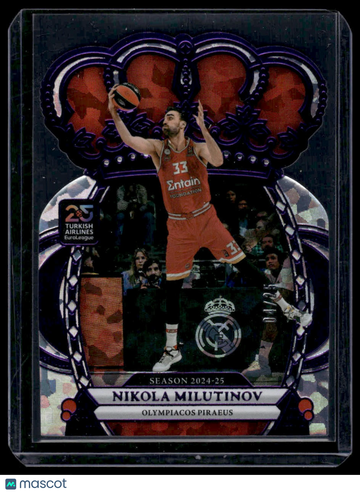 2024-25 Panini Crown Royale EuroLeague Nikola Milutinov #70 Crystal Purple /25