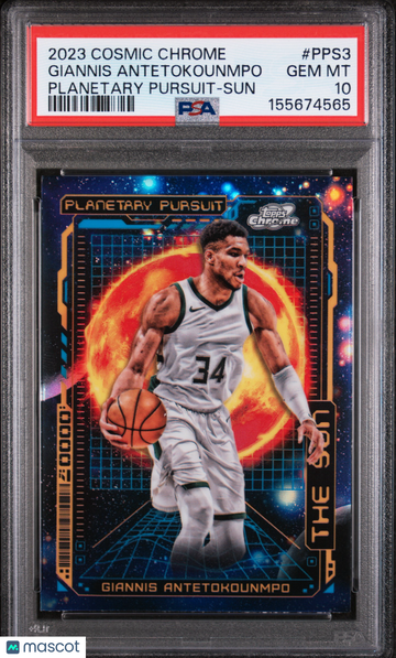 Giannis Antetokounmpo 2023 Topps Cosmic Chrome Planetary Pursuit Sun PSA 10