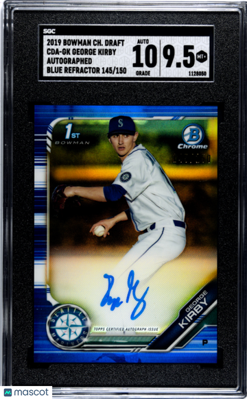 2019 Bowman Chrome Draft George Kirby #CDA-GK Autograph Blue Refractor 150 SGC 9.5 Auto 10