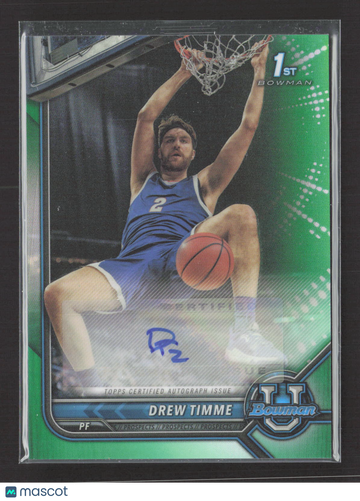 2022 Bowman University Chrome Drew Timme #BCPA-DT Green Refractor Auto