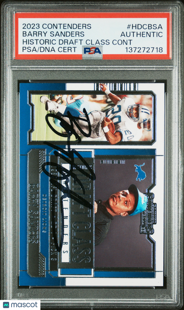2023 Panini Contenders Historic Draft Class Contenders Barry Sanders #HDCBSA PSA A Auto A