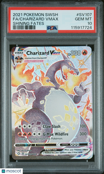 2021 Pokemon Sword & Shield Shining Fates Charizard VMAX Fa Shining Fates PSA 10 #SV107