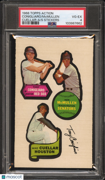 1968 Topps Action All-Star Stickers Mcmullen Conigliaro Cuellar PSA 4