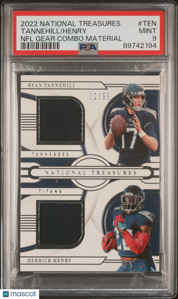 2022 Panini National Treasures NFL Gear Combo Materials Henry Tannehill #TEN /99 PSA 9