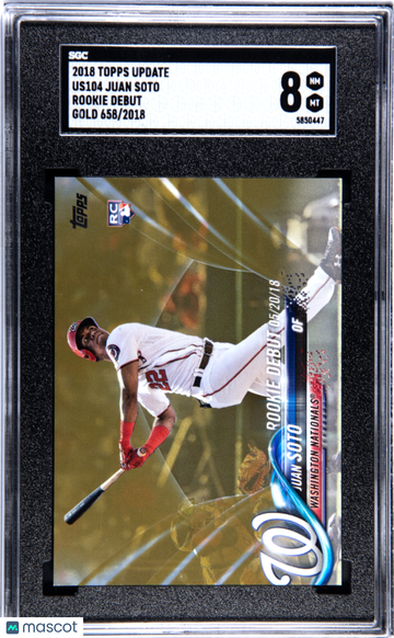 2018 Topps Update Juan Soto #US104 Rookie Debut Gold SGC 8