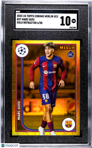 2023 Topps Chrome Merlin Ucc Marc Guiu #37 Gold Refractor Parallel/Variety Rookie SGC 10