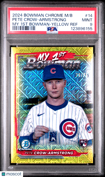 2024 Bowman Chrome Mega Box My 1st Bowman Pete Crow-Armstrong #14 Yellow Ref /75 PSA 9