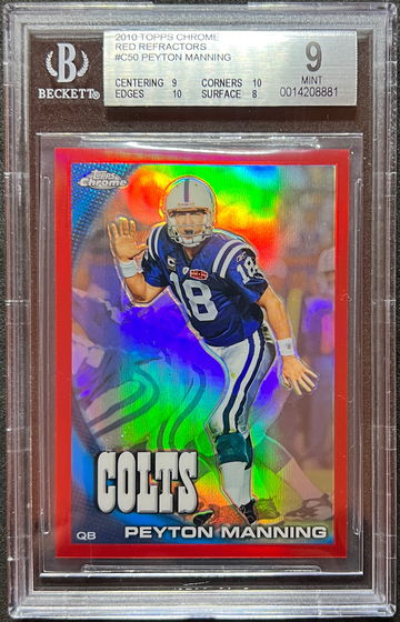 2010 topps chrome peyton manning red refractor /25 BGS 9