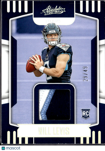 Will Levis 2023 Panini Absolute Football RC Memorabilia /49 Tennessee Titans
