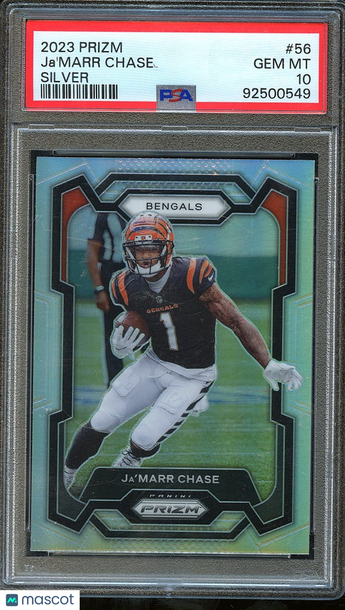 2023 Panini Prizm Ja'Marr Chase #56 Silver Prizm Parallel/Variety Base Set PSA 10
