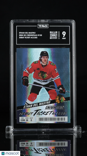 2024 Upper Deck Credentials Debut Ticket Access Ethan Del Mastro #135 /999 Rookie TAG 9