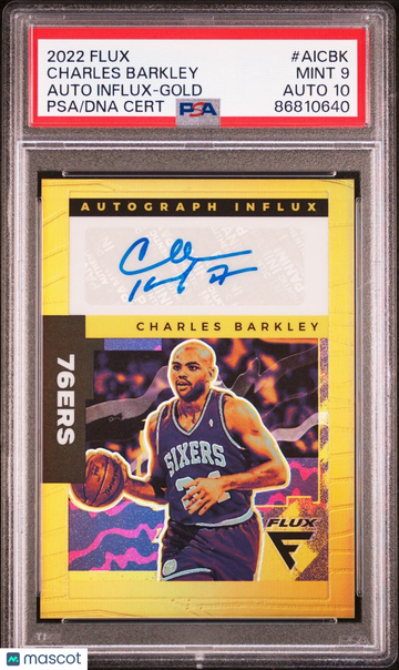 2022 Panini Flux Autograph Influx Charles Barkley #AI-CBK Gold / PSA 9 Panini Authentic Auto 10