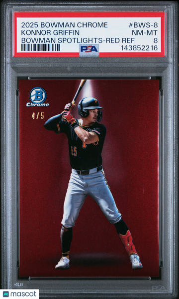 2025 Bowman Chrome Bowman Spotlights Konnor Griffin #BWS-8 Red Ref 4/5 PSA 8