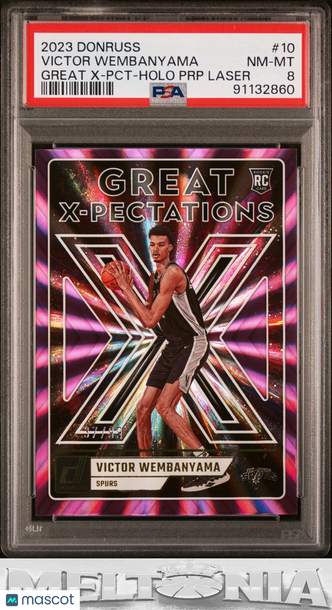 2023-24 Donruss Victor Wembanyama #10 Great X-Pectations Purple Laser Holo RC PSA 8