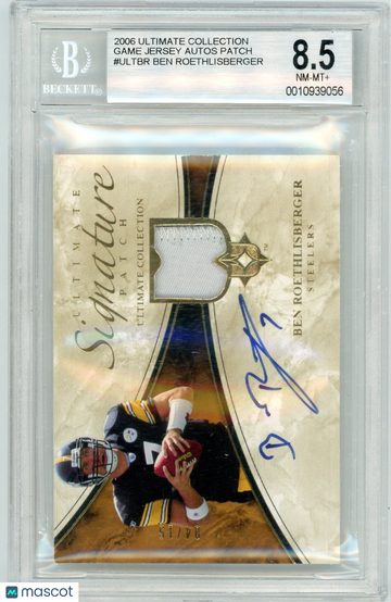 2006 Ultimate Collection Game Jersey Autographs Patch Ben Roethlisberger #ULTBR BGS 8.5 Auto 10