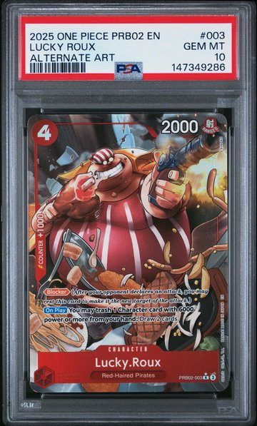 2025 One Piece Premium Booster the Best Volume 2 Alternate Art Lucky Roux #PRB02-003 PSA 10