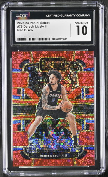 2023-24 Panini Select Red Disco Dereck Lively II #76 RC Prizm /49 CGC 10