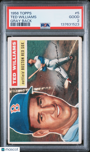 1956 Topps Ted Williams #5 Gray Back PSA 2