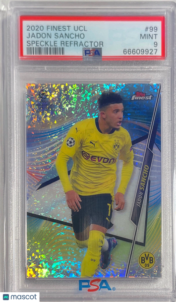 2020 Topps Finest UEFA Champions League Jadon Sancho #99 Speckle Refractor PSA 9