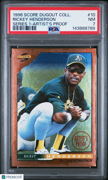 1996 Score Dugout Collection Rickey Henderson #10 Series 1 Artist's Proof PSA 7