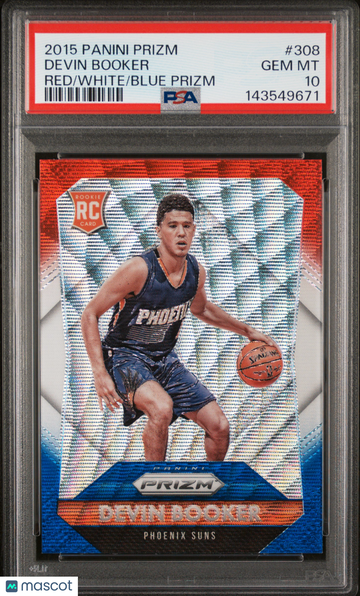 2015 Panini Prizm Devin Booker #308 Red White Blue Rookie RC PSA 10