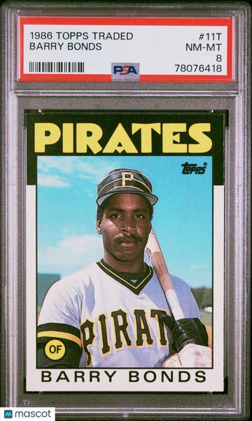 1986 Topps Traded Barry Bonds #11T PSA 8
