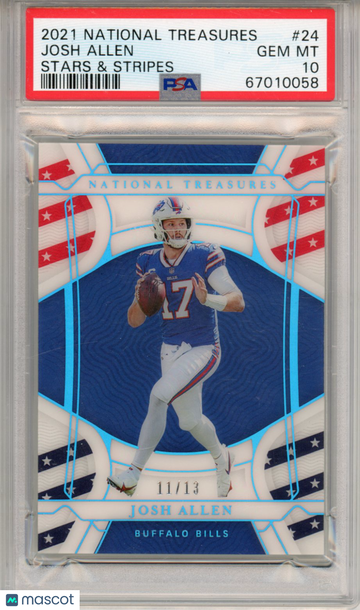 2021 Panini National Treasures Josh Allen #24 Stars & Stripes PSA 10