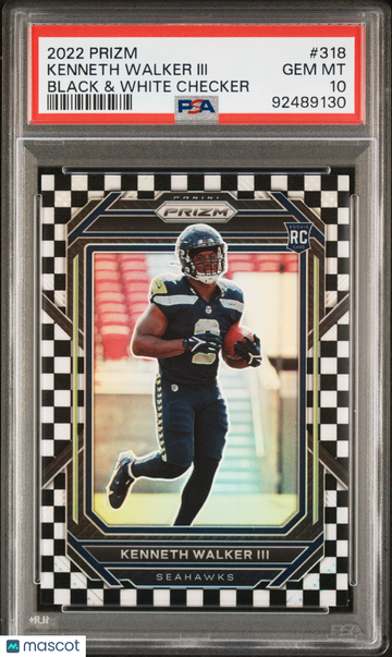 2022 Panini Prizm Kenneth Walker III #318 Black & White Checker PSA 10
