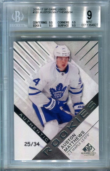 2016 SP Game Used Auston Matthews /34 BGS 9