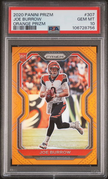 2020 Panini Prizm Orange Prizm Joe Burrow #307 /249 PSA 10