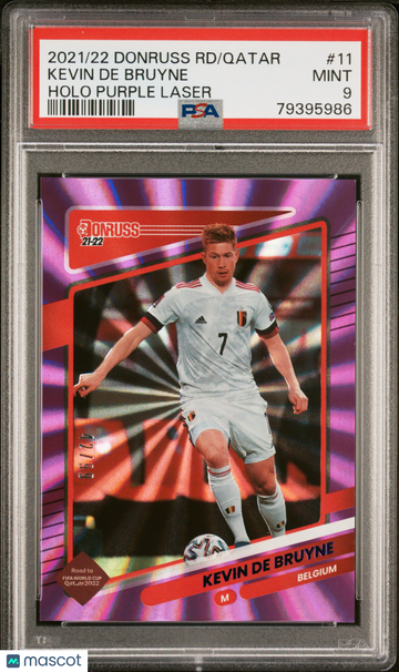 2021 Panini Donruss Road To Qatar Kevin De Bruyne #11 Holo Purple Laser /99 PSA 9