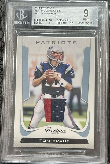 2011 PRESTIGE PLATINUM 3-Color Patch Jersey Relic #120 TOM BRADY BGS 9 Mint W/10