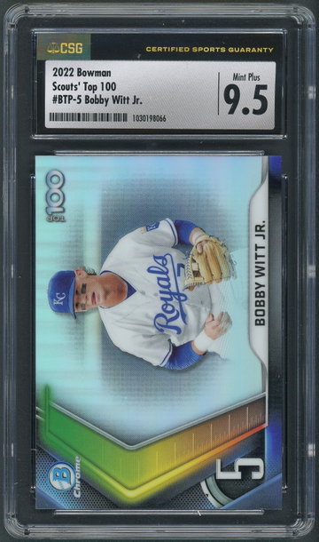 2022 Bowman Bobby Witt Jr. Scouts Top 100 BTP-5 CSG Mint+ 9.5 Kansas City Royals