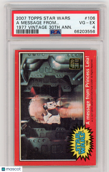 2007 Topps Star Wars 1977 Vintage 30th Anniversary Stamped Card A Message From.. . #106 PSA 4