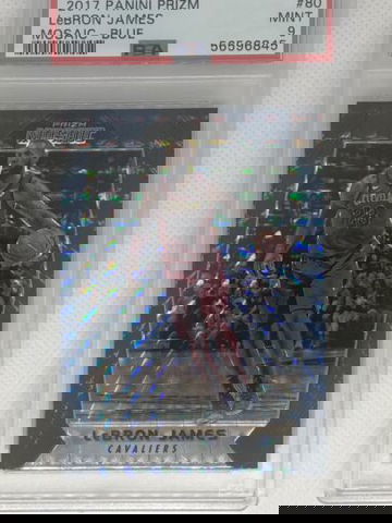 LeBron James 2017 Panini Prizm Mosaic Blue SP #80 PSA 9 - Mint