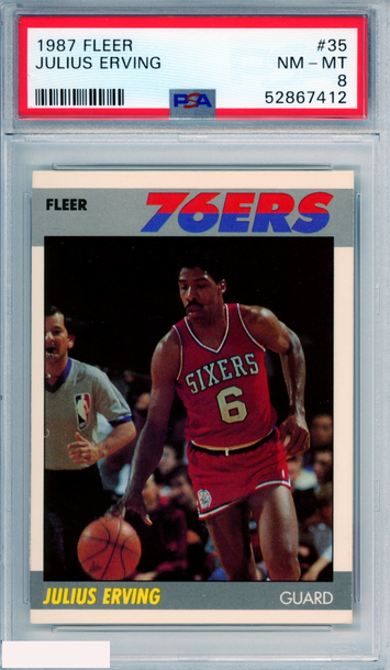 1987 FLEER JULIUS ERVING #35 HOF PHILADELPHIA 76ERS PSA 8 NM-MT
