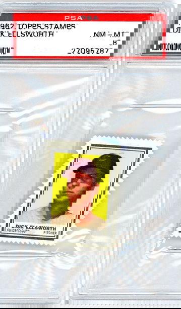 1962 Topps Stamps Dick Ellsworth PSA 8 P1338